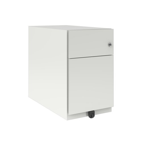 Note Slim Mobile Underdesk Pedestal 1 stationery 1 file drawers 495mmHx300mmWx565mmD Traffic White finish