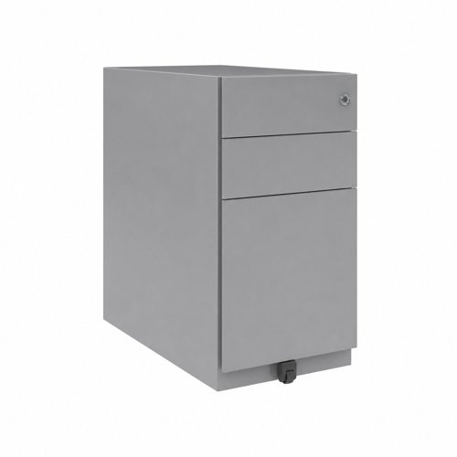 Note Slim Mobile Underdesk Pedestal 2 intermediate 1 file drawers 565mmHx300mmWx565mmD Silver finish