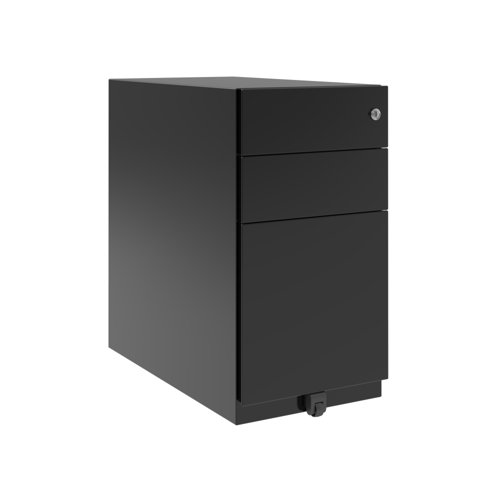 Note Slim Mobile Underdesk Pedestal 2 intermediate 1 file drawers 565mmHx300mmWx565mmD Black finish