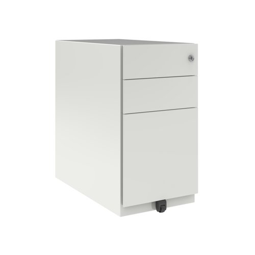 Note Slim Mobile Underdesk Pedestal 2 intermediate 1 file drawers 565mmHx300mmWx565mmD Traffic White finish