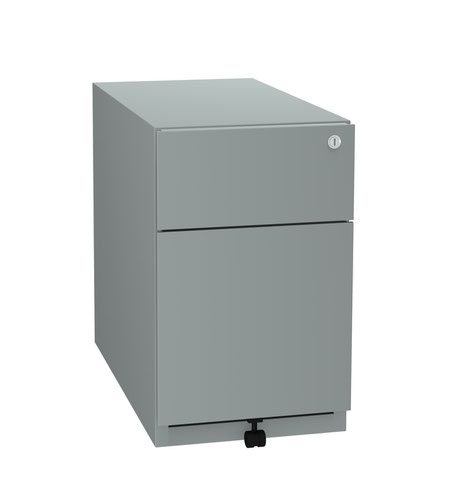 Note Narrow Mobile Underdesk  Pedestal 1 stationery 1 file drawers 501mmHx300mmWx565mmD with 6mm decorative top silver finish