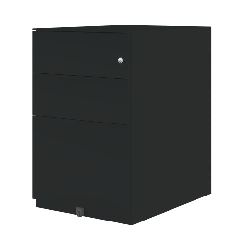 Note Mobile Underdesk  Pedestal 2 stationery 1 file drawers 651mmHx420mmWx565mmD with 6mm decorative top black finish - NWA52M1SSFB