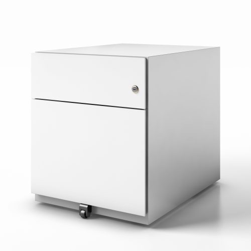 Note Mobile Underdesk  Pedestal 1 stationery 1 file drawers 501mmHx420mmWx565mmD with 6mm decorative top traffic white finish