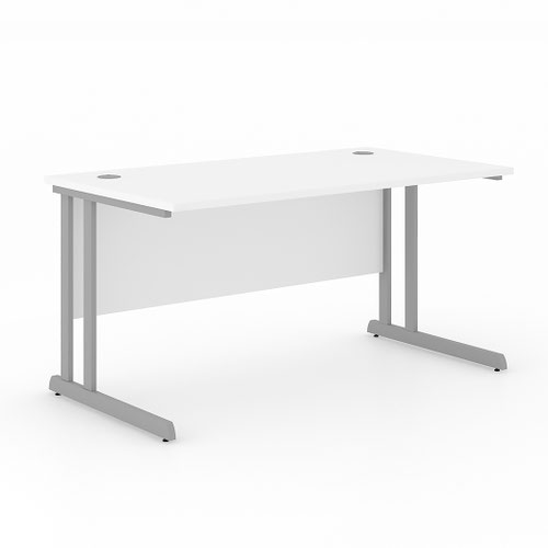 Optima C Cantilever Straight Desk 1800Wx800Dx720H white top and silver frame  - DCA181-M1M