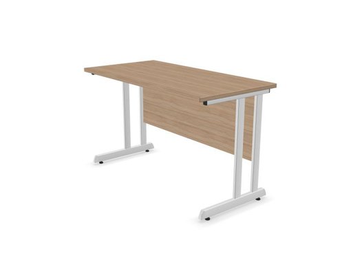 Optima C Cantilever Straight Desk 800Wx800Dx720H Oak top and white frame