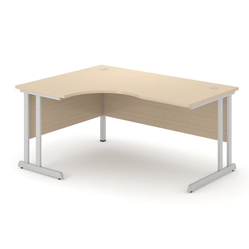 Optima C Cantilever Left Hand Side Crescent Desk 1400Wx1200Dx720H Oak Top and White frame