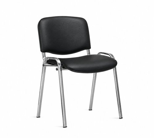 Osi Conference 4 chrome legged chair in Eco Leather Black finish