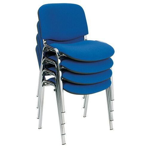 Osi Conference 4 chrome legged chair in blue fabric