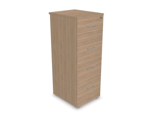 OPTIMA Filing cabinet 4 drawer foil wrapped - OAK finish with metallic handle