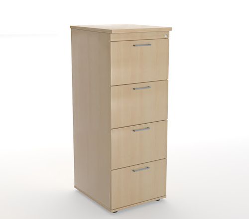 OPTIMA Filing cabinet 4 drawer foil wrapped  - Beech finish with metallic handle 