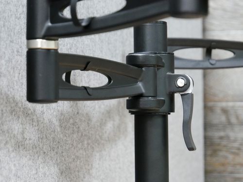Pole-mounted monitor arm for twin screens height adjustable with quick release in black finish  - PMA522-BK