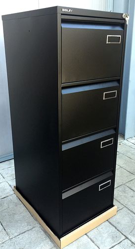 Bisley Filing Cabinet with 4 Lockable Drawers PSF4 470Wx622Dx1321H Black