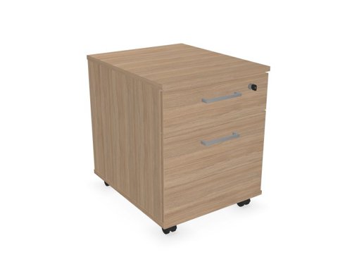 OPTIMA Mobile pedestal 2 foil wrapped drawers OAK finish with metallic handle