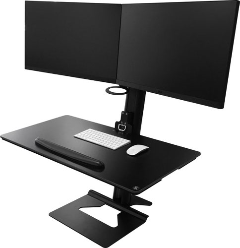 I-Stand Desktop sit stand workstation for twin screens in black finish