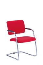 Swing -medium back chair  with cantilever chrome frame upholstered in black eco vinyl finish