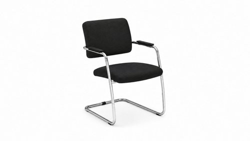 Swing -medium back chair  with cantilever chrome frame upholstered in black fabric