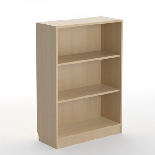 UNI Open Bookcase Melamine Cabinet with two shelves 1120Hx425Dx800W beech finish