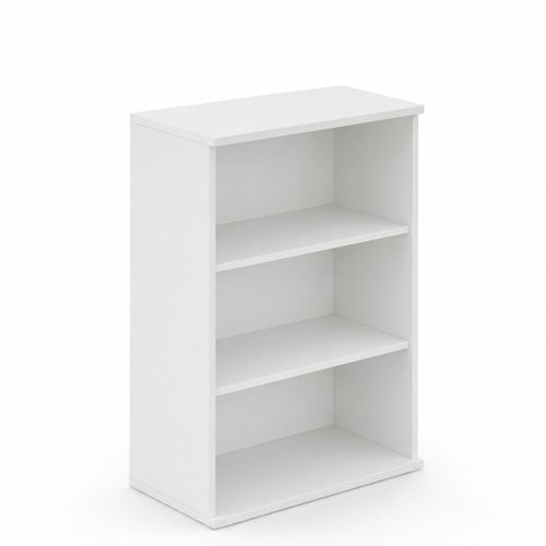 UNI Open Bookcase Melamine Cabinet with two shelves 1120Hx425Dx800W White finish