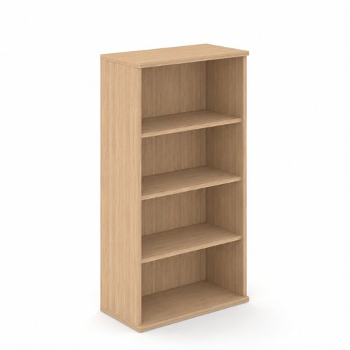 UNI Open Bookcase Melamine Cabinet with three shelves 1508Hx425Dx800W Amber Oak finish