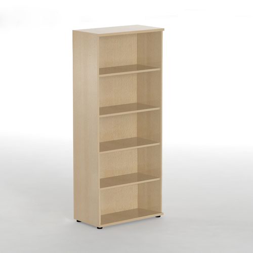 UNI Open Bookcase Melamine Cabinet with four shelves 1874Hx425Dx800W beech finish