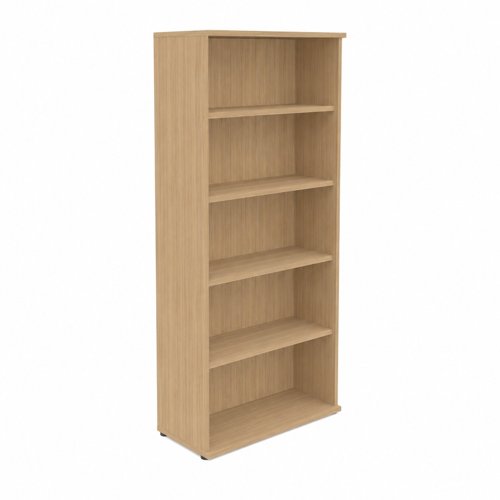 UNI Open Bookcase Melamine Cabinet with four shelves 1874Hx425Dx800W Amber Oak finish