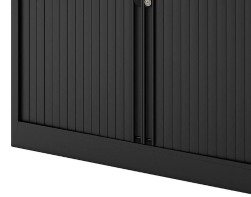 Essential Two Door Tambour Unit Supplied empty 1000mmHx1000mmWx470mmD in Black carcass and black shutter  - YETB1010.5B
