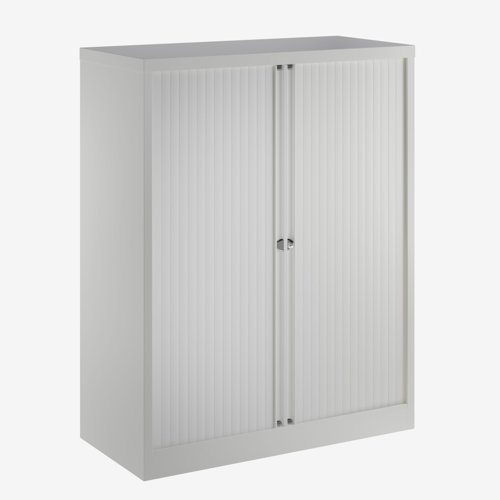 Essential Two Door Tambour Unit Supplied empty 1970mmHx1000mmWx470mmD in Goose grey carcass and light grey shutter 