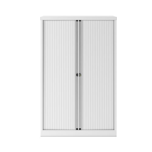 Essential Two Door Tambour Unit in Traffic White Frame and Extra White Shutter