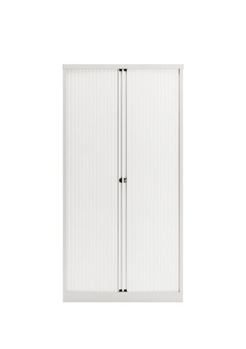Essential Two Door Tambour Unit Supplied empty 1970mmHx1000mmWx470mmD in Traffic white Carcass and Extra White Shutter