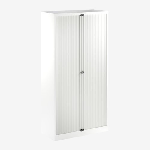 Essential Two Door Tambour Unit Supplied empty 1970mmHx1000mmWx470mmD in Traffic white Carcass and Extra White Shutter