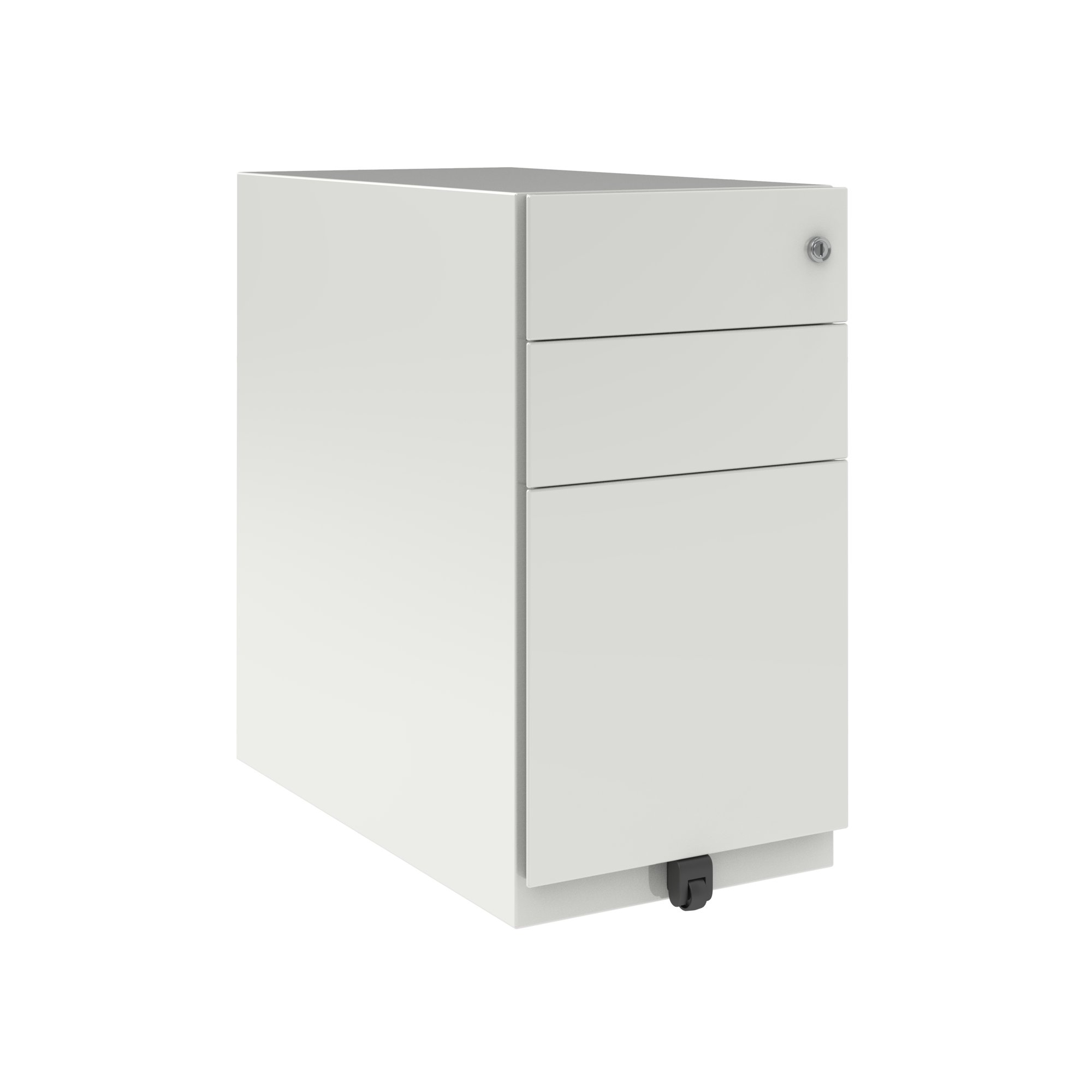 Note Slim Mobile Underdesk Pedestal 2 intermediate 1 file drawers 565mmHx300mmWx565mmD Traffic White finish