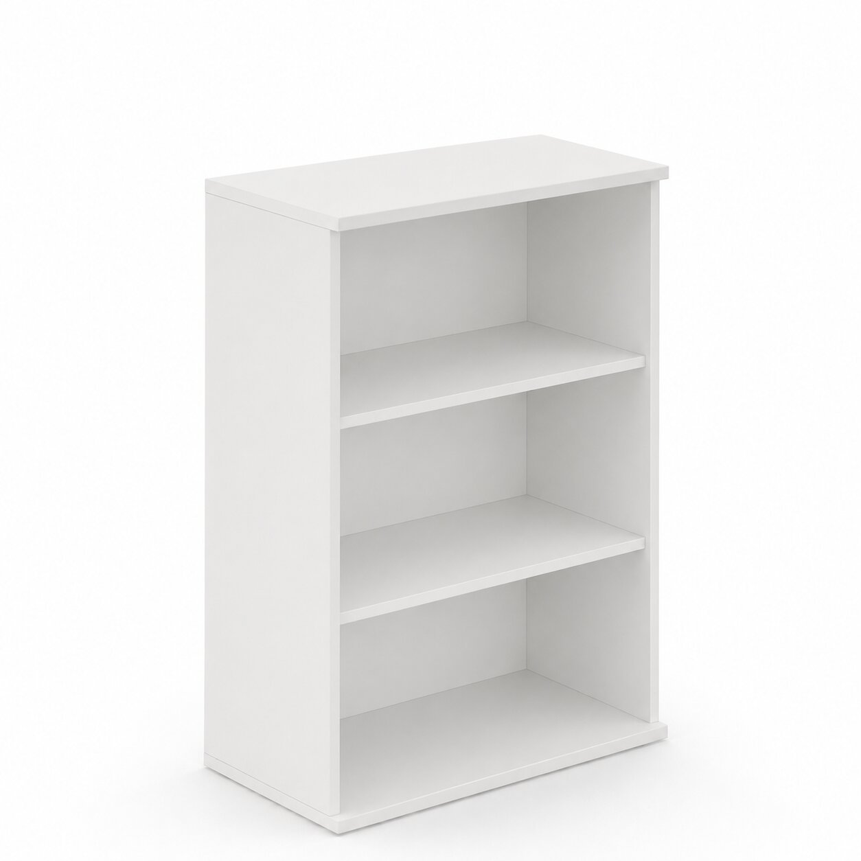 UNI Open Bookcase Melamine Cabinet with two shelves 1120Hx425Dx800W White finish
