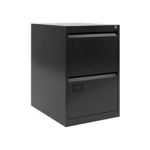 Jemini 2 Drawer Filing Cabinet Lockable 470x622x711mm Black KF72585 Bisley