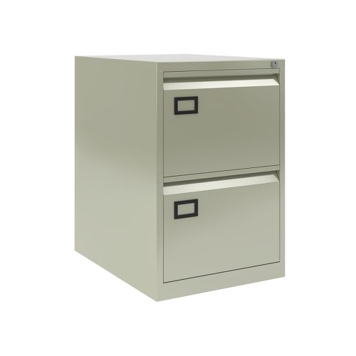 Jemini 2 Drawer Filing Cabinet Lockable 470x622x711mm Light Grey KF20042 - KF20042
