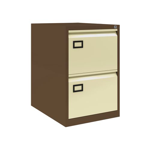 Jemini 2 Drawer Filing Cabinet Lockable 470x622x711mm Coffee/Cream KF03006 - KF03006