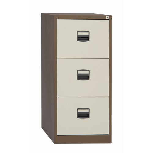Trexus 3 Drawer Filing Cabinet 470x622x1016mm Coffee/Cream Ref 515538