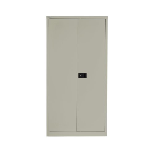 Bisley Economy Cupboard 1806mm High with Three Black Dual Purpose Filing Shelves in Goose Grey