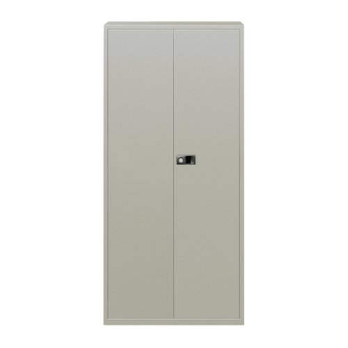 Bisley Economy Cupboard 1950mm High with Four Black Dual Purpose Filing Shelves in Goose Grey