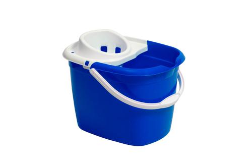 Purely Smile Plastic Mop Bucket with Wringer 15L Blue