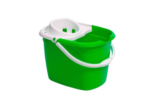 Purely Smile Plastic Mop Bucket with Wringer 15L Green