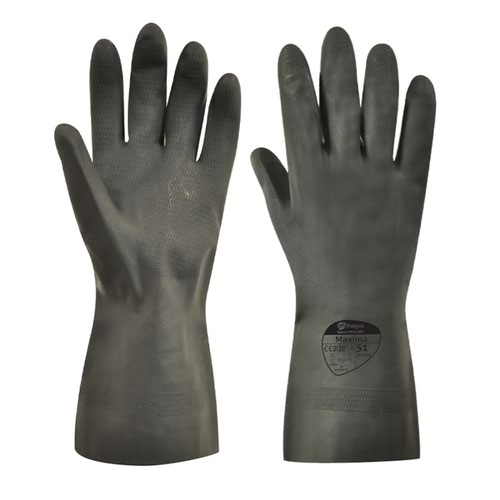 Industrial Black Hd Rubber Gloves Medium - Pair