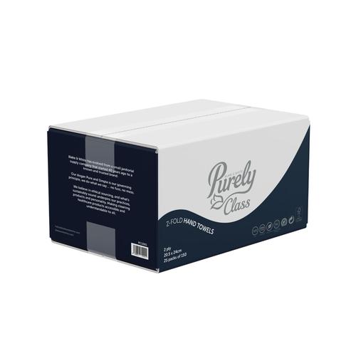 Purely Class Hand Towels Z Fold 2ply Case of 3750