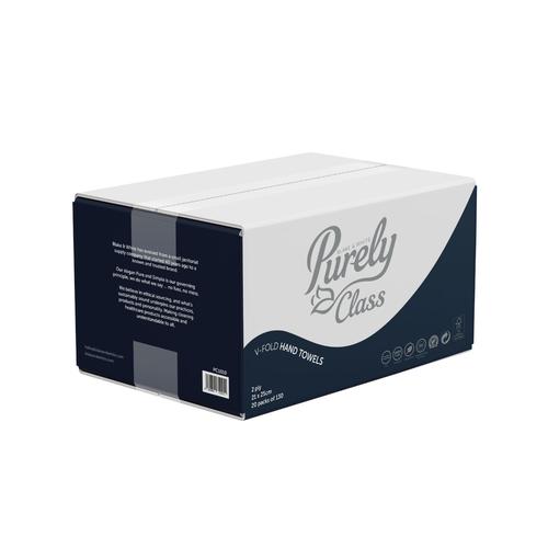 Purely Class V Fold Hand Towels 2ply Case of 2600