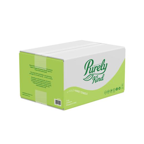 Purely Kind Hand Towels V Fold 2ply White Case/400 0