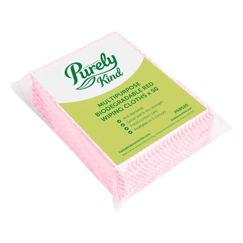 Purely Kind Eco Multipurpose Wiping Cloths Red x 50
