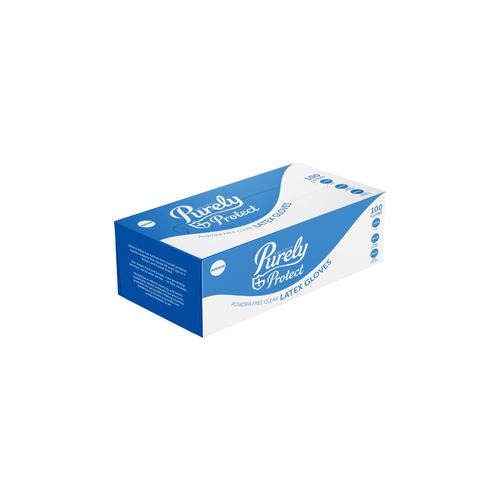 Purely Protect Latex Gloves Clear Medium Box of 100
