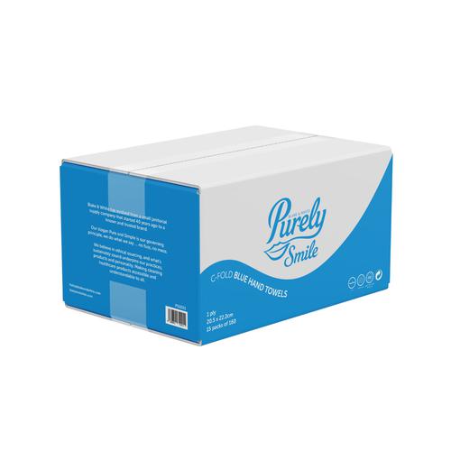 Purely Smile Hand Towels C Fold 1ply Blue x 2400