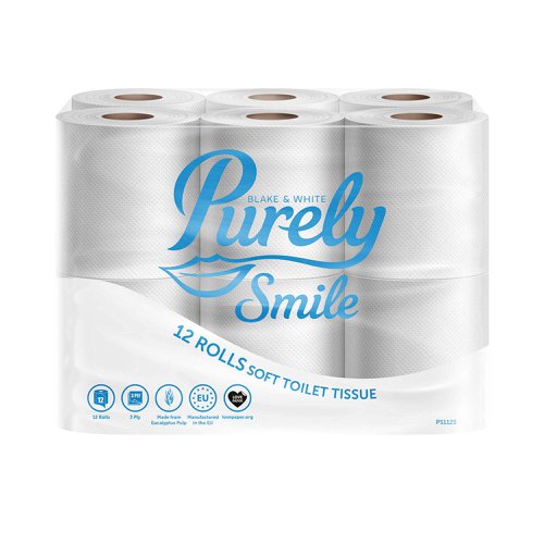 Purely Smile Toilet Roll 3Ply White (Pack 12) PS1125 69252TC