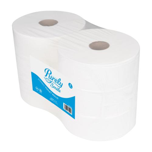 Purely Smile Toilet Roll 2ply Jumbo 300m 76mm Core Pack of 6