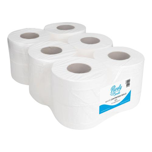 Purely Smile Centrefeed Rolls 1ply 300m White x 6